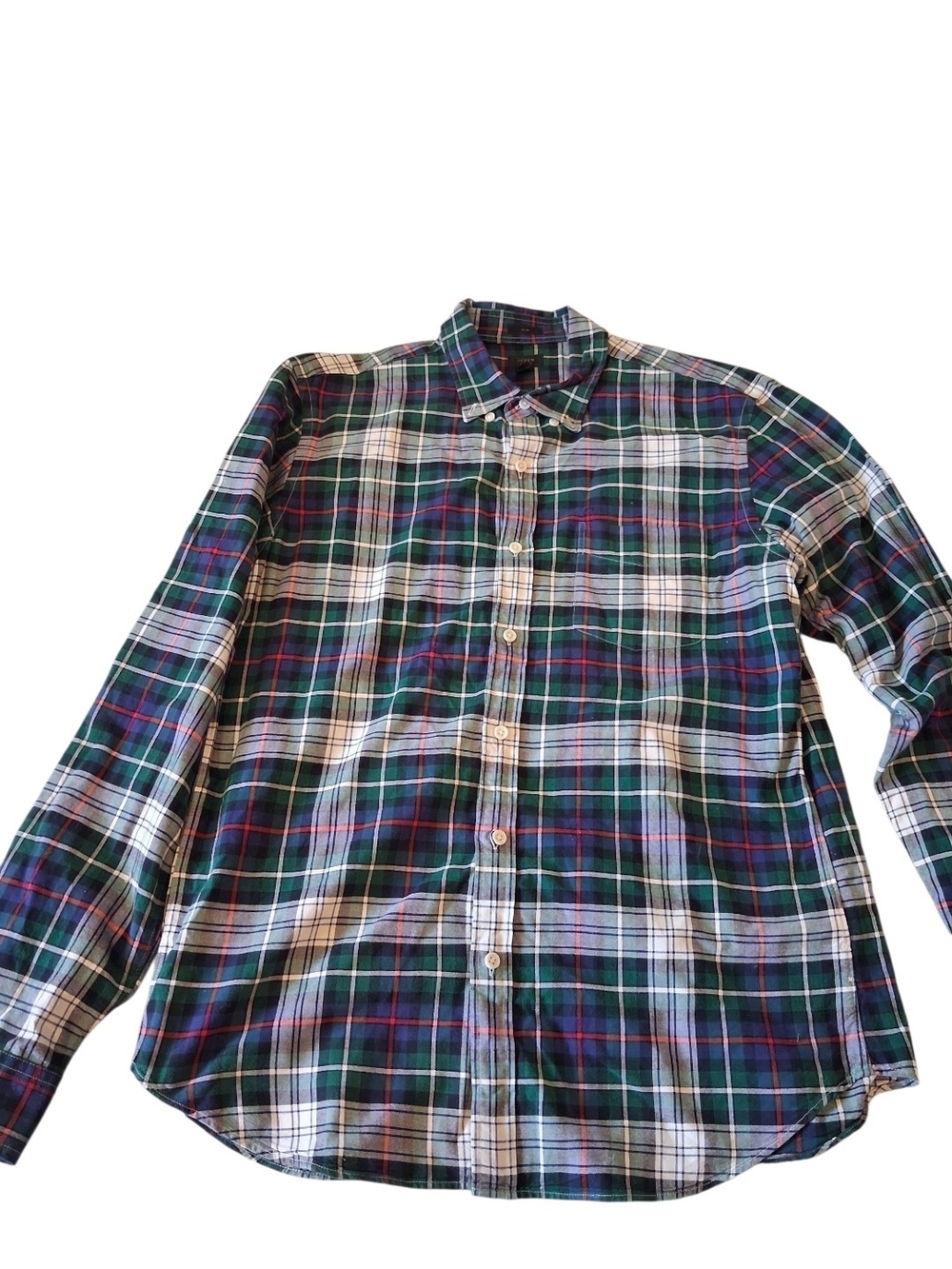 J. Crew Green and Navy Plaid Button-Down Shirt